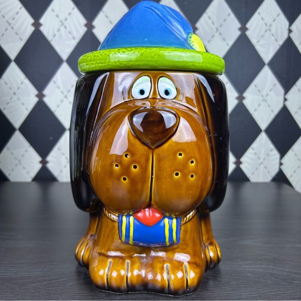 Large Cute St. Bernard Dog Cookie Jar Ceramic 11” 1970s Puppy Treats Vintage